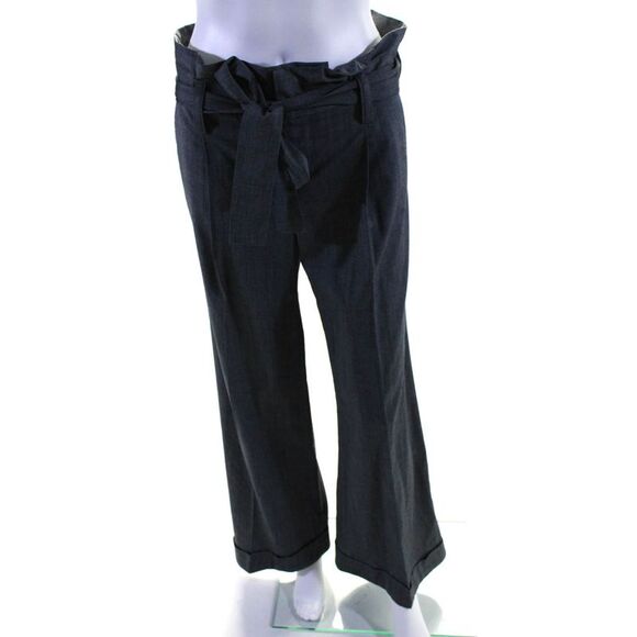 Remy Hall Womens Striped Hook & Eye Belted High Rise Pleated Pants Gray Size 4 - Picture 1 of 5